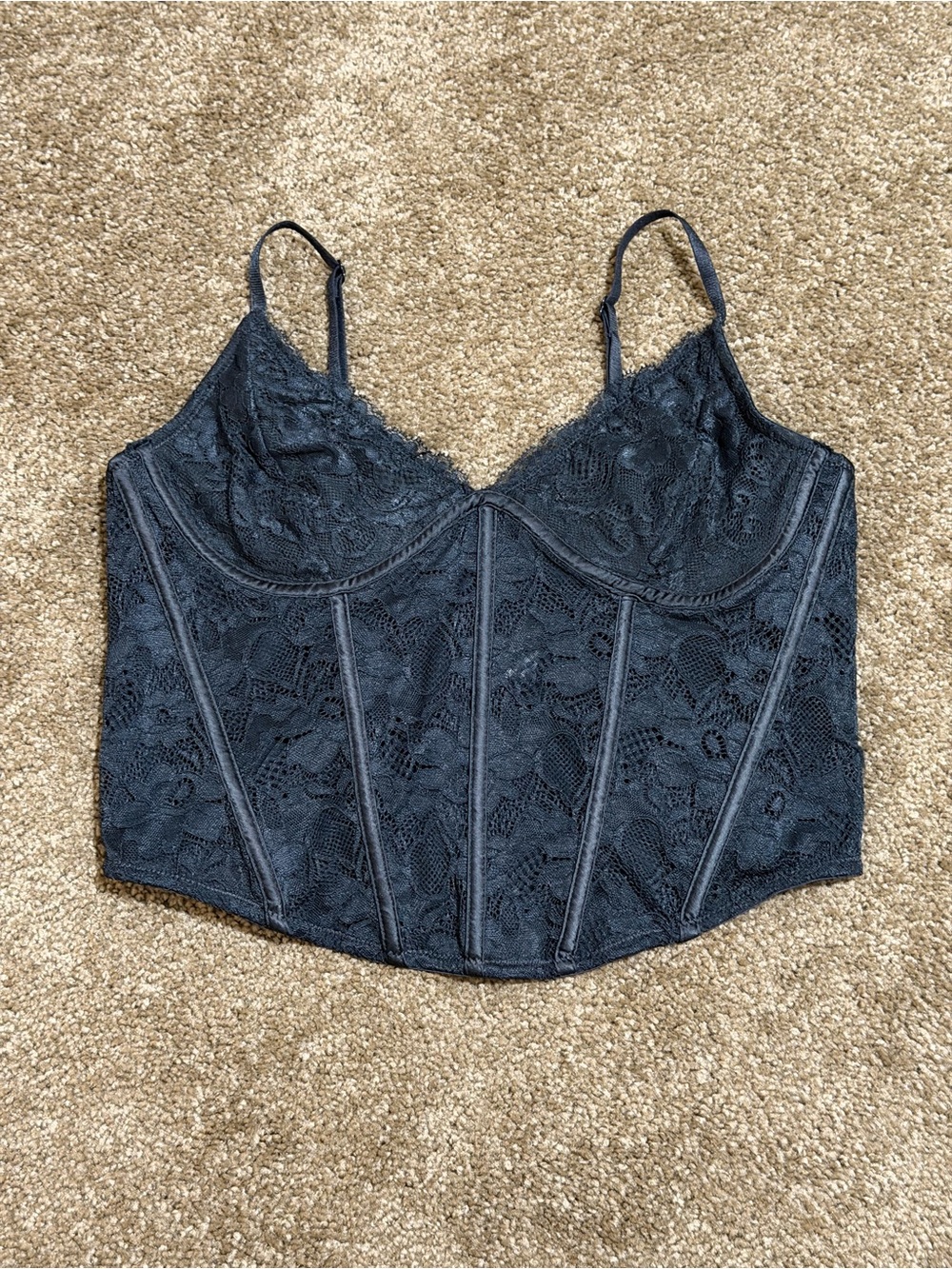 LA Hearts Black Lace Bustier Crop Top